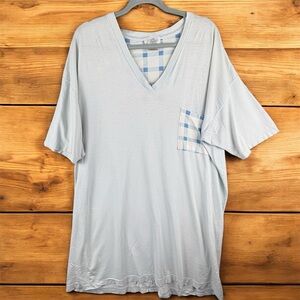VTG Cypress Light Blue VNeck Nighty Sleep Dress with Pocket OS 100% Cotton